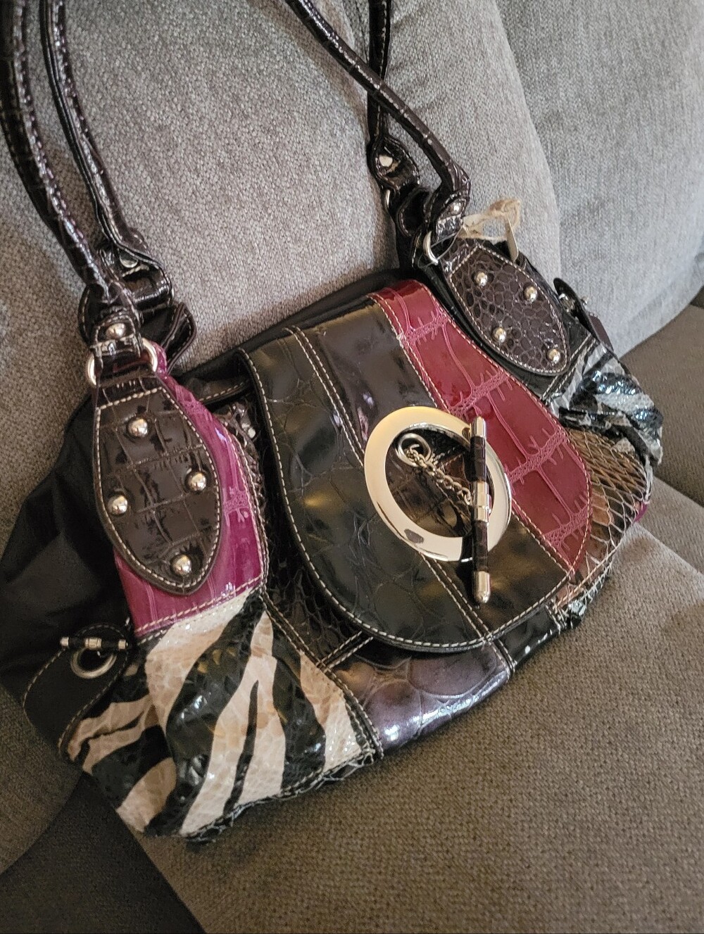 Candies Embossed Patchwork Hobo Shoulder Bag NWT